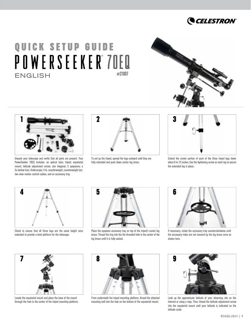 Page 1 de la notice Manuel utilisateur Celestron PowerSeeker 60AZ