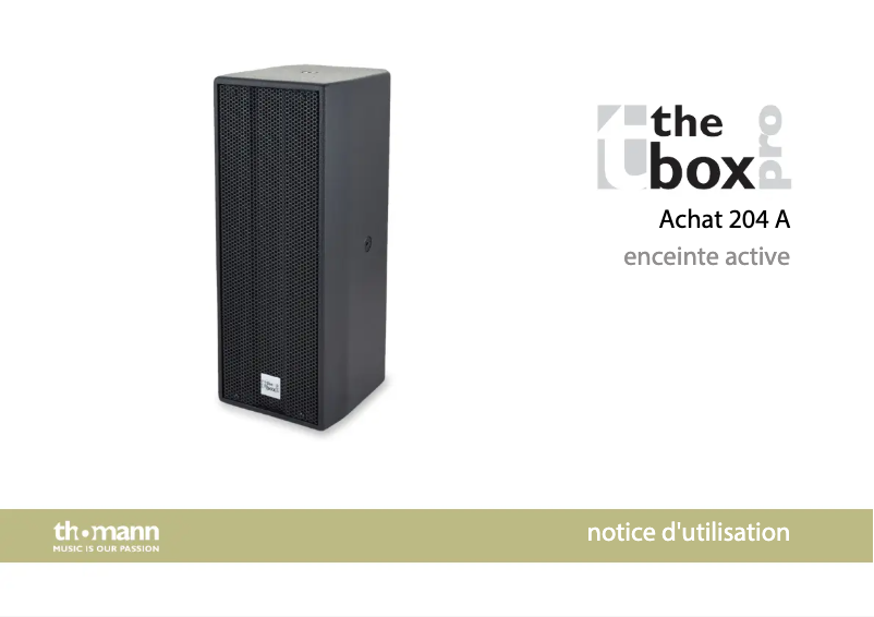 Page 1 de la notice Manuel utilisateur The Box Pro Achat 204 A