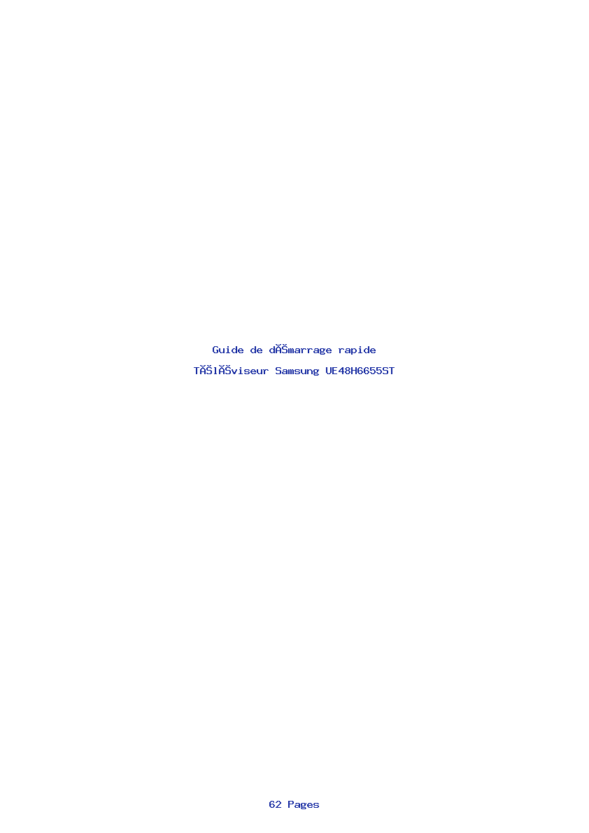 Page 1 de la notice Guide de démarrage rapide Samsung UE48H6655ST