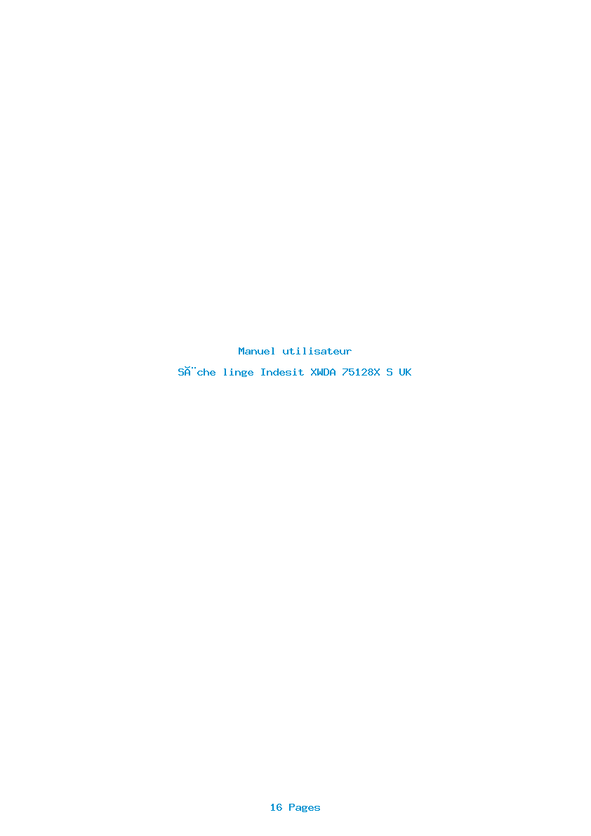Page 1 de la notice Manuel utilisateur Indesit XWDA 75128X S UK