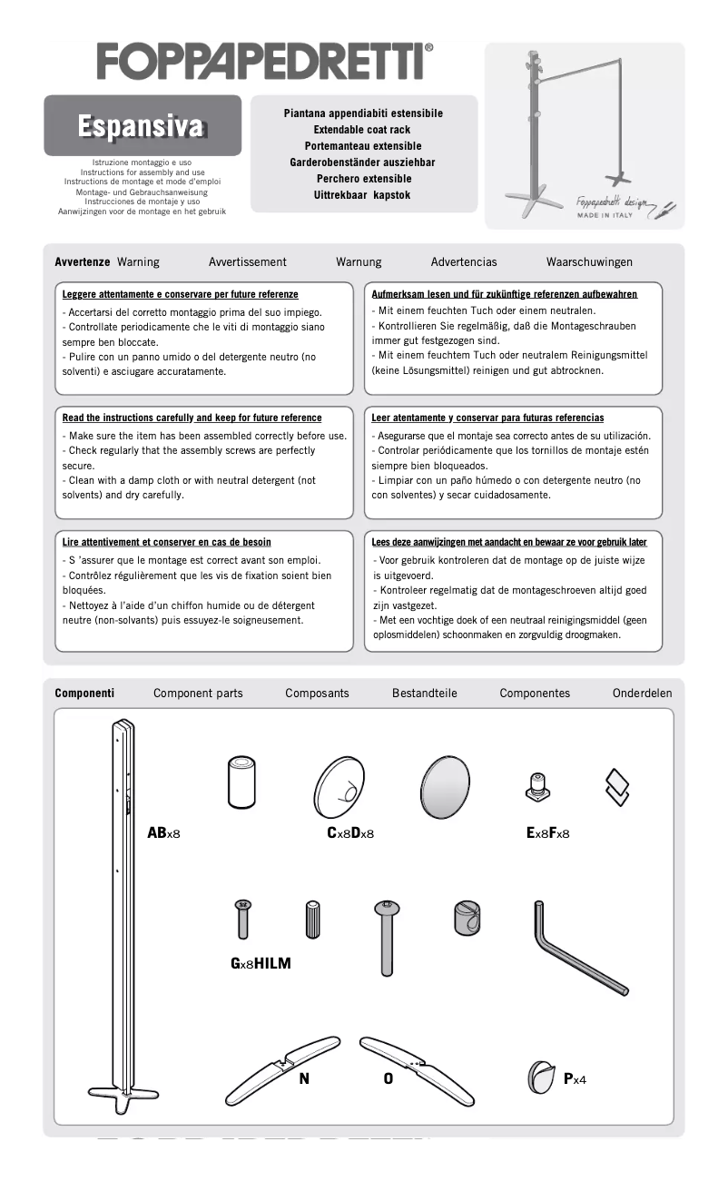 Page 1 de la notice Manuel utilisateur Foppapedretti Espansiva