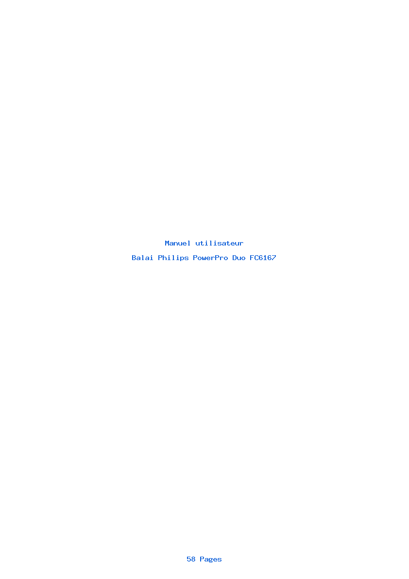 Page 1 de la notice Manuel utilisateur Philips PowerPro Duo FC6167