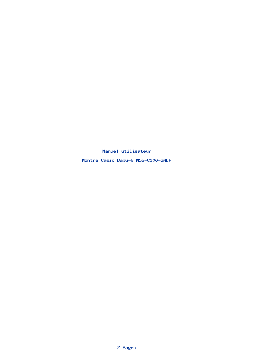 Page 1 de la notice Manuel utilisateur Casio Baby-G MSG-C100-2AER