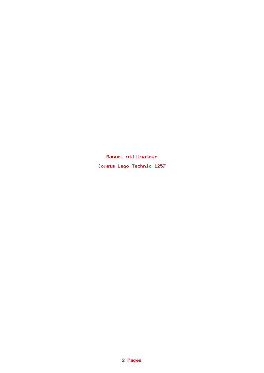 Page 1 de la notice Manuel utilisateur Lego Technic 1257