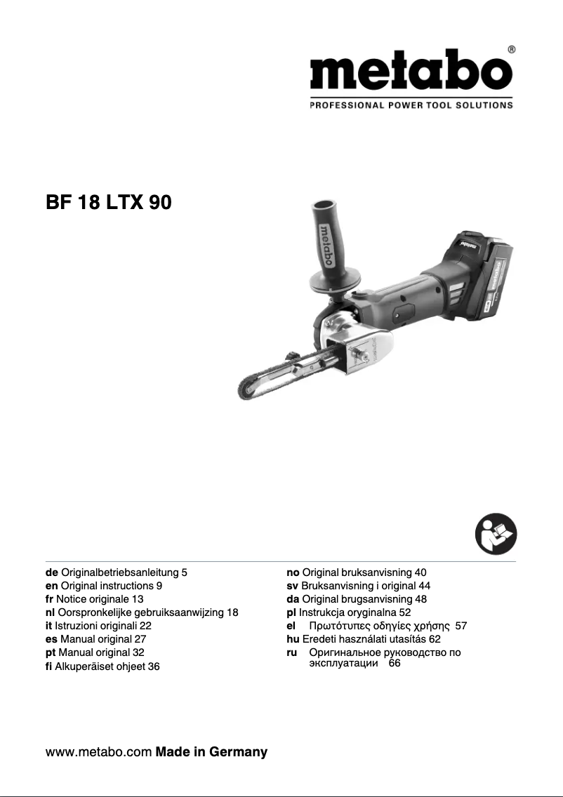 Page 1 de la notice Manuel utilisateur Metabo BF 18 LTX 90