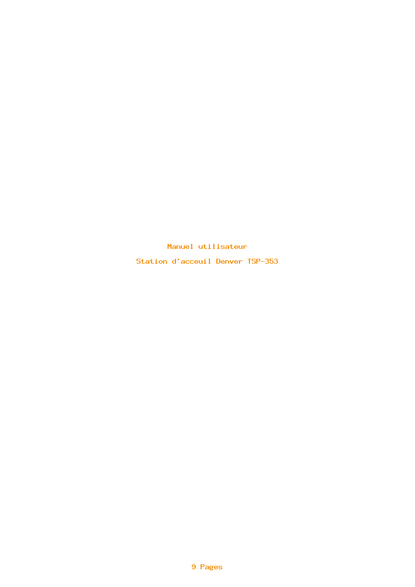Page 1 de la notice Manuel utilisateur Denver TSP-353