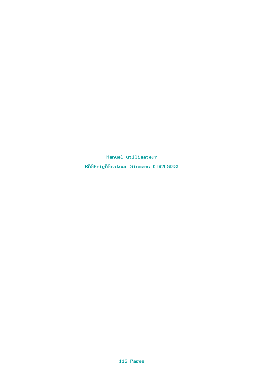 Page 1 de la notice Manuel utilisateur Siemens KI82LSDD0