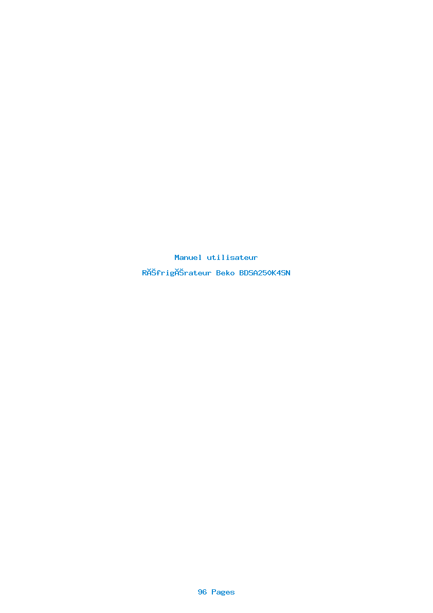 Page 1 de la notice Manuel utilisateur Beko BDSA250K4SN