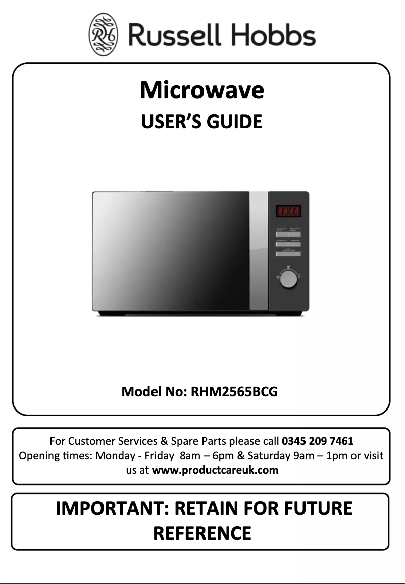 Page 1 de la notice Manuel utilisateur Russell Hobbs RHM2565BCG