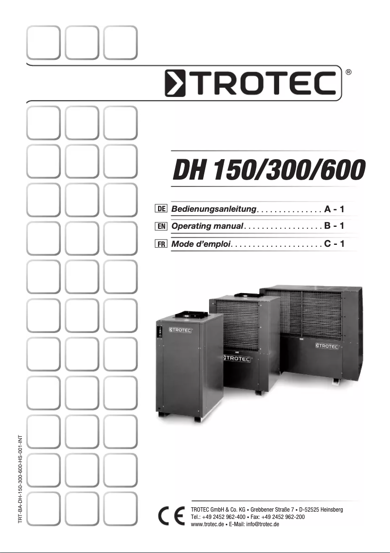Page 1 de la notice Manuel utilisateur Trotec DH 600
