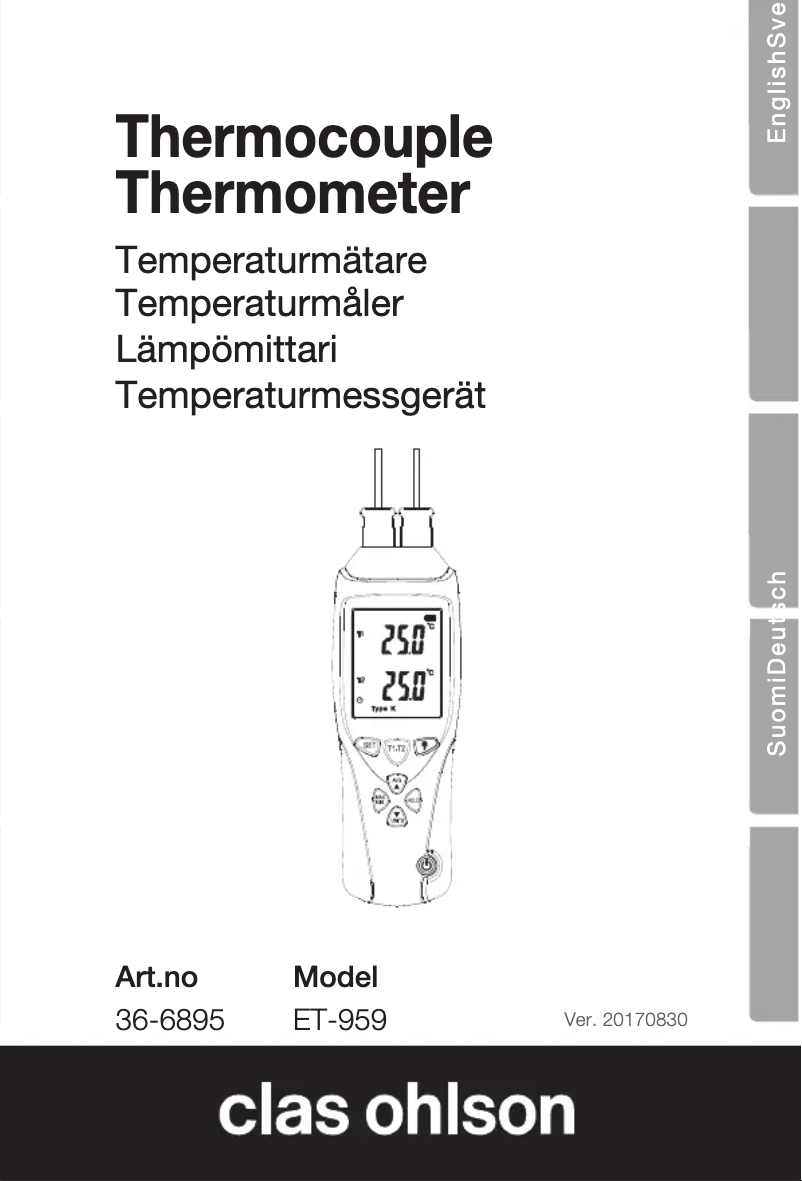 Page 1 de la notice Manuel utilisateur Clas Ohlson ET-959