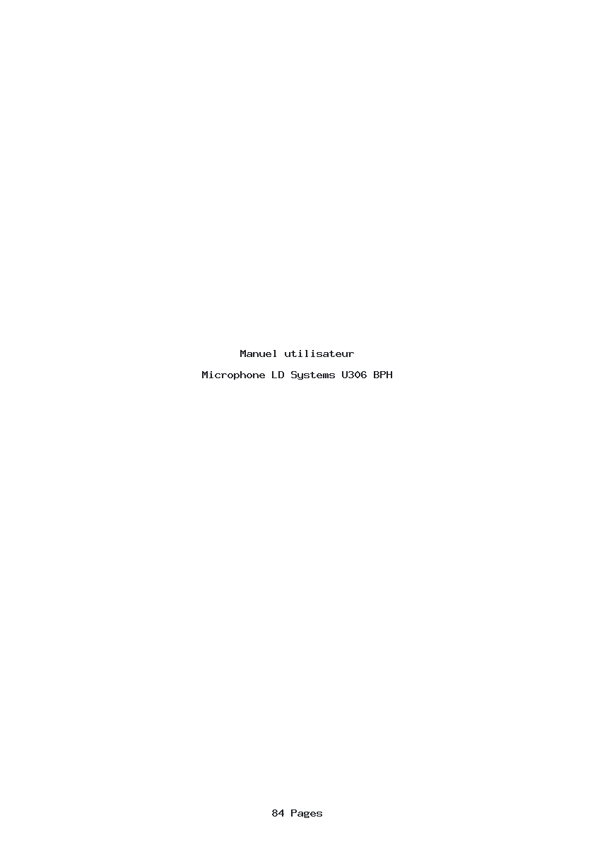 Page 1 de la notice Manuel utilisateur LD Systems U306 BPH