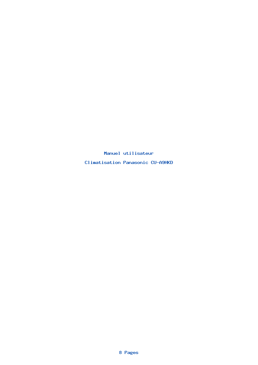 Page 1 de la notice Manuel utilisateur Panasonic CU-A9HKD