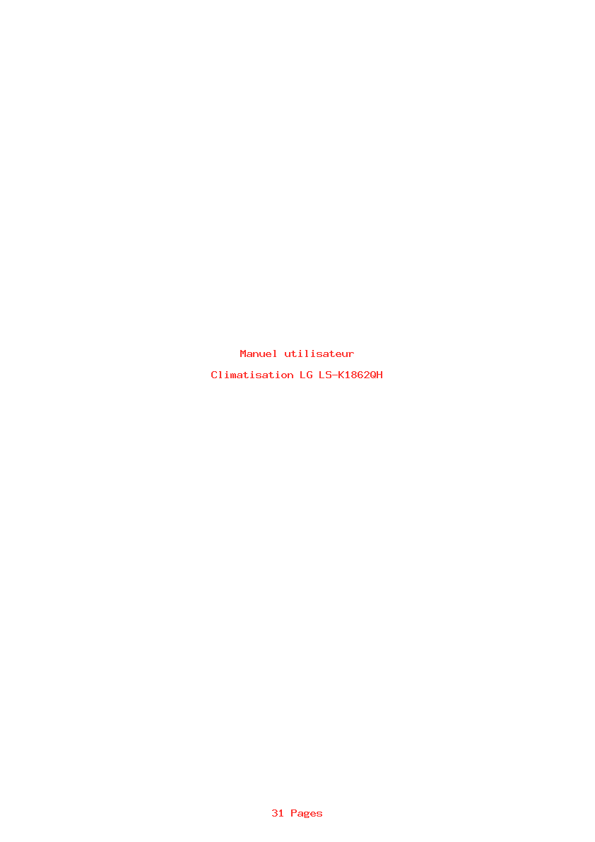 Page 1 de la notice Manuel utilisateur LG LS-K1862QH