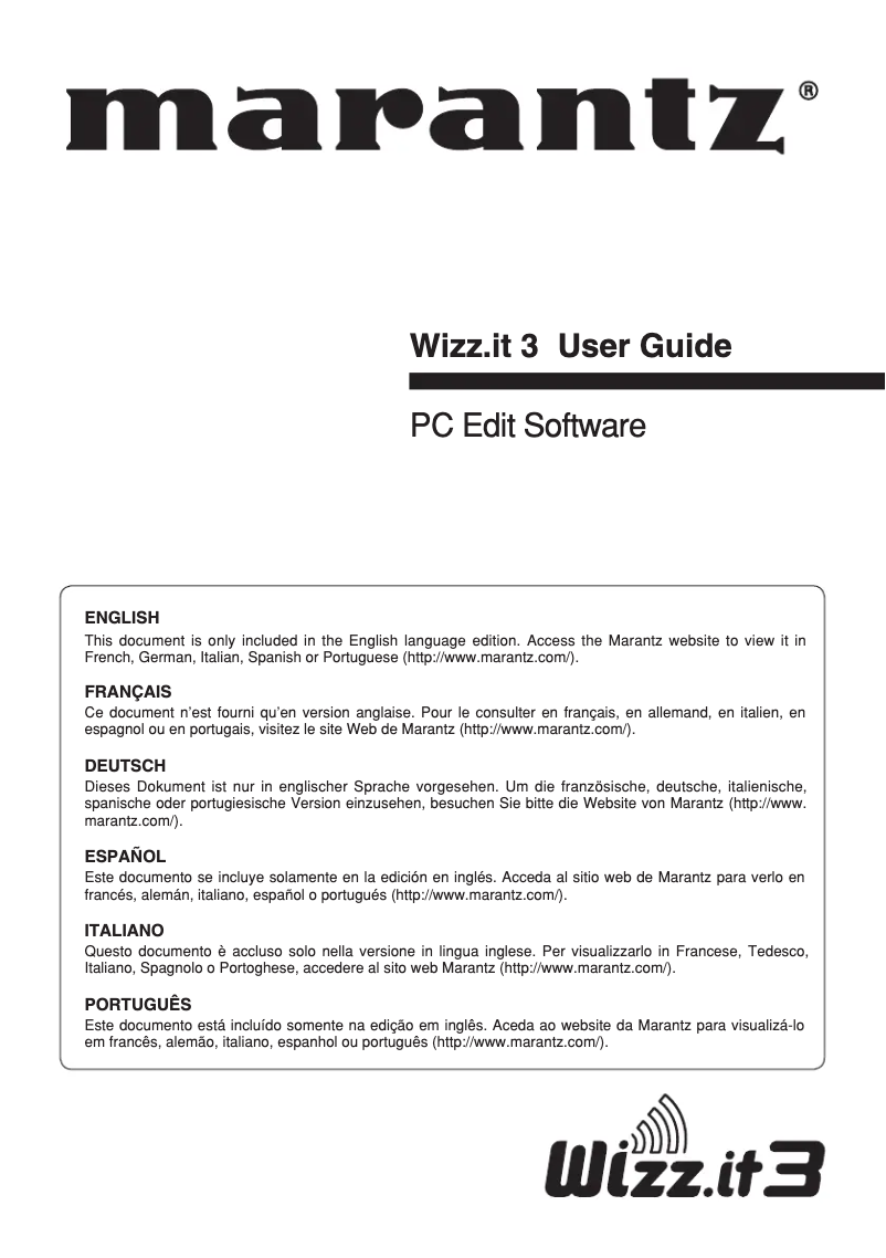 Page 1 de la notice Manuel utilisateur Marantz Wizz.it 3