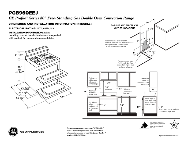 Page n°1 - Fiche technique GE Profile PGB960EEJES