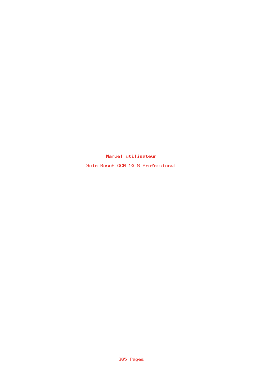 Page 1 de la notice Manuel utilisateur Bosch GCM 10 S Professional