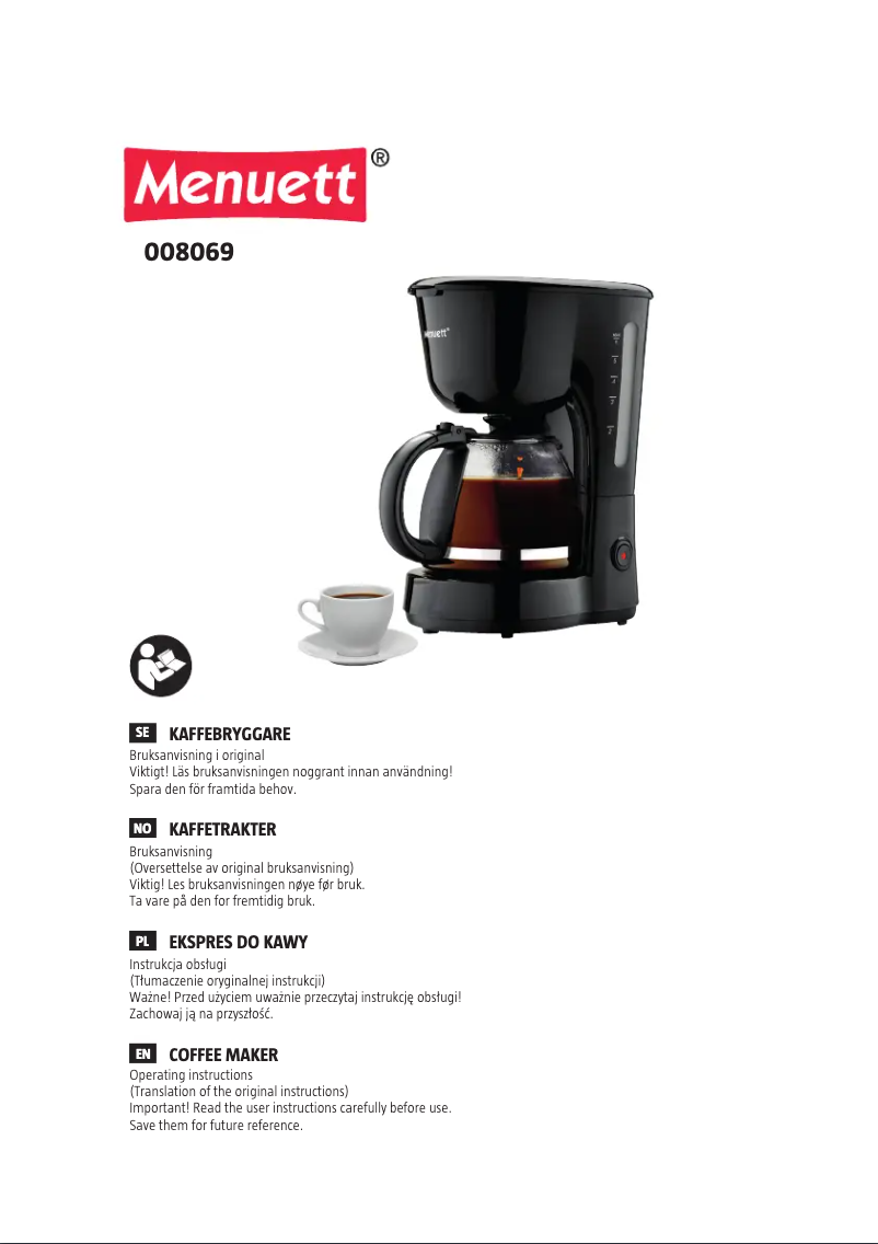 Page 1 de la notice Manuel utilisateur Menuett 008-069