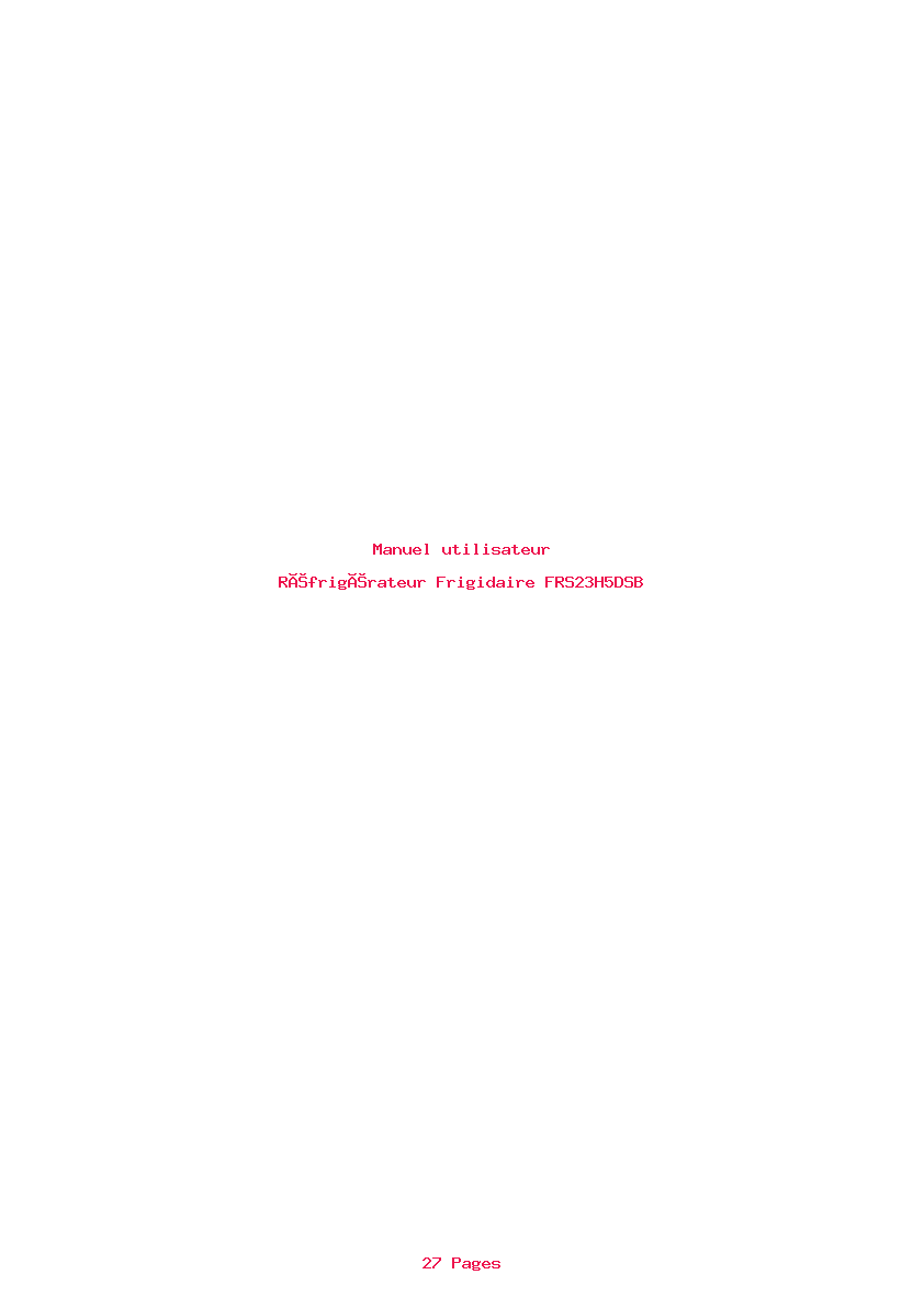 Page 1 de la notice Manuel utilisateur Frigidaire FRS23H5DSB