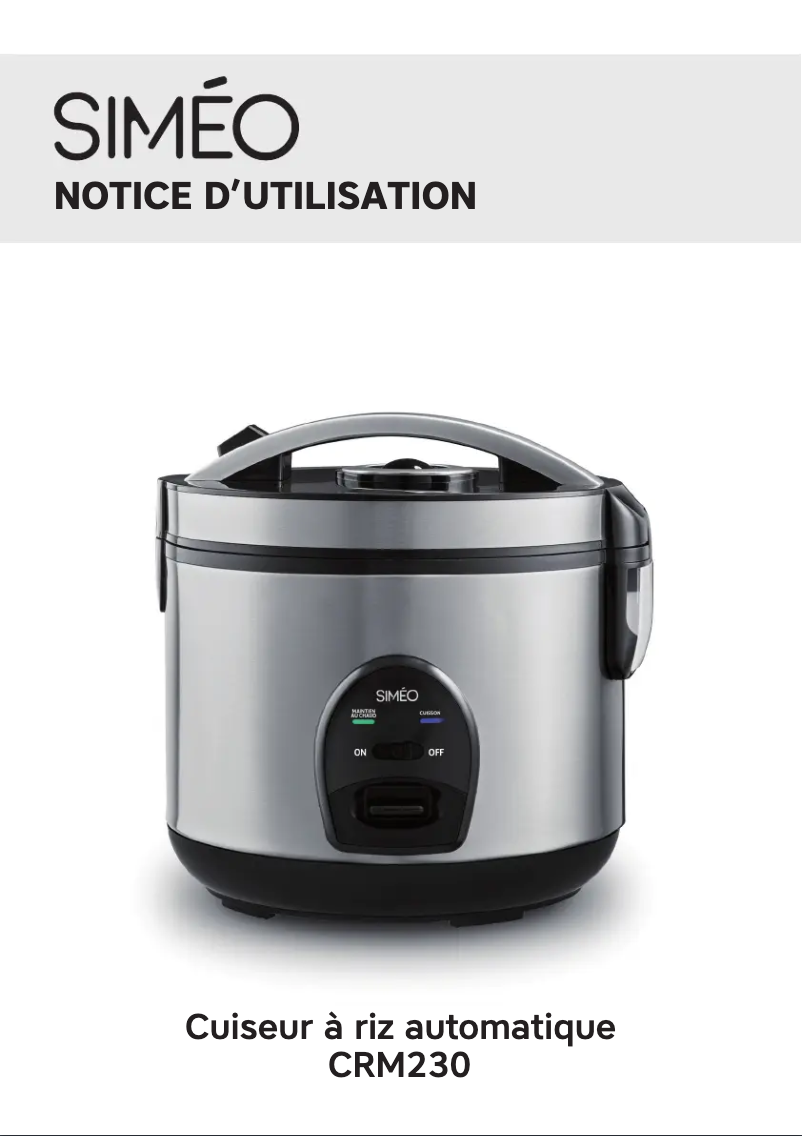 Page 1 de la notice Manuel utilisateur Siméo CRM230