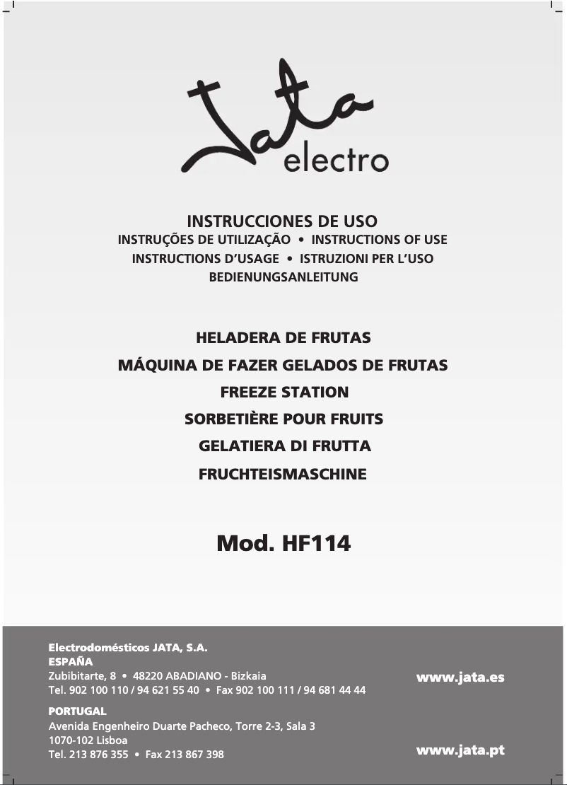 Page 1 de la notice Manuel utilisateur Jata HF114