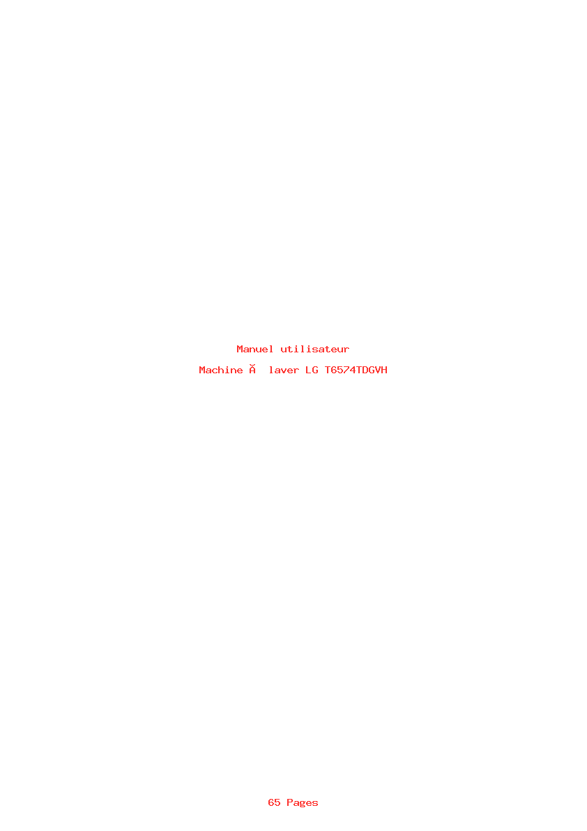 Image de la première page du manuel de l'appareil T6574TDGVH