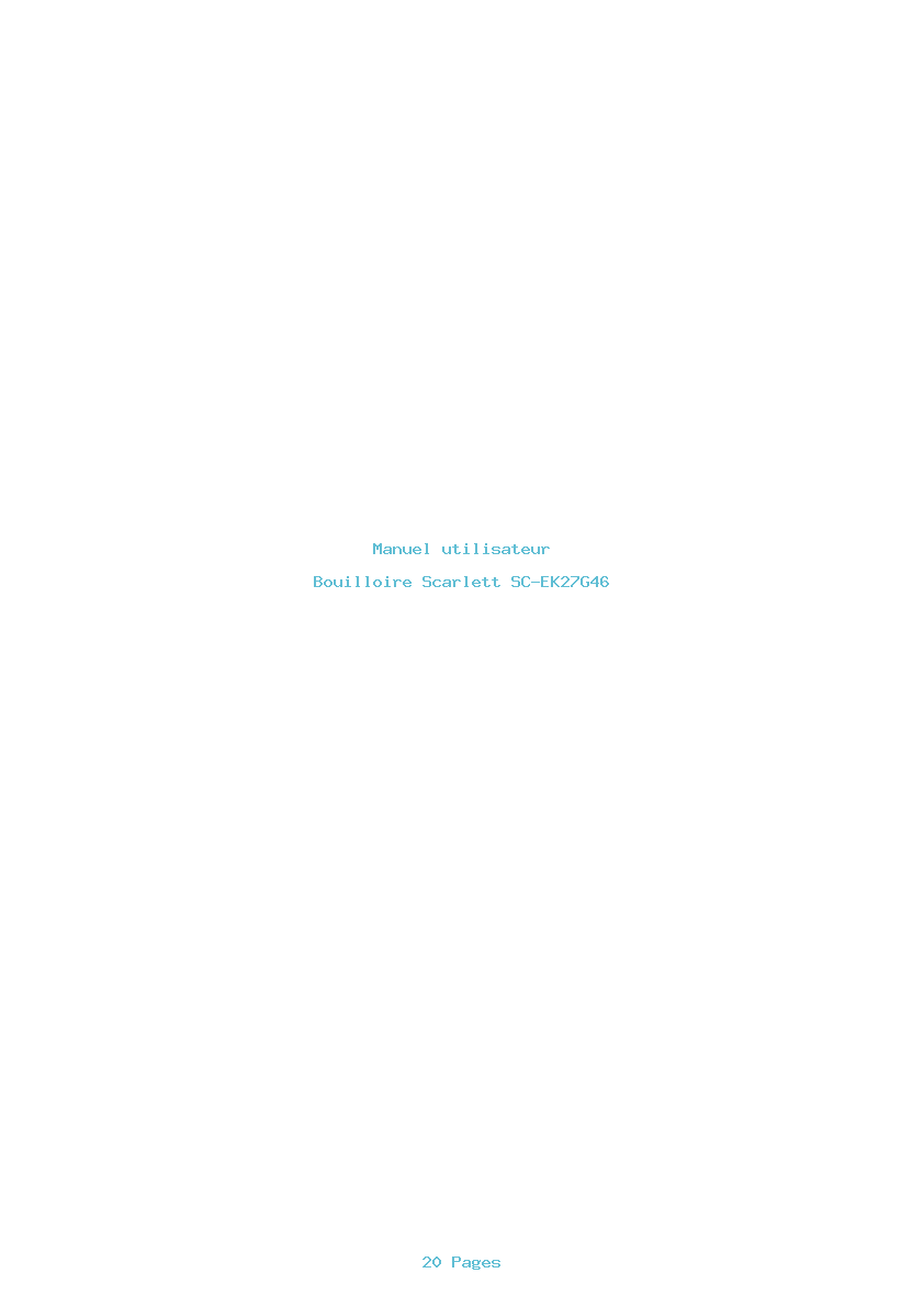 Page 1 de la notice Manuel utilisateur Scarlett SC-EK27G46