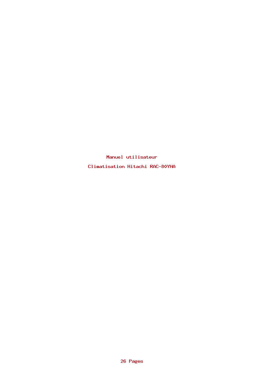 Page 1 de la notice Manuel utilisateur Hitachi RAC-80YHA