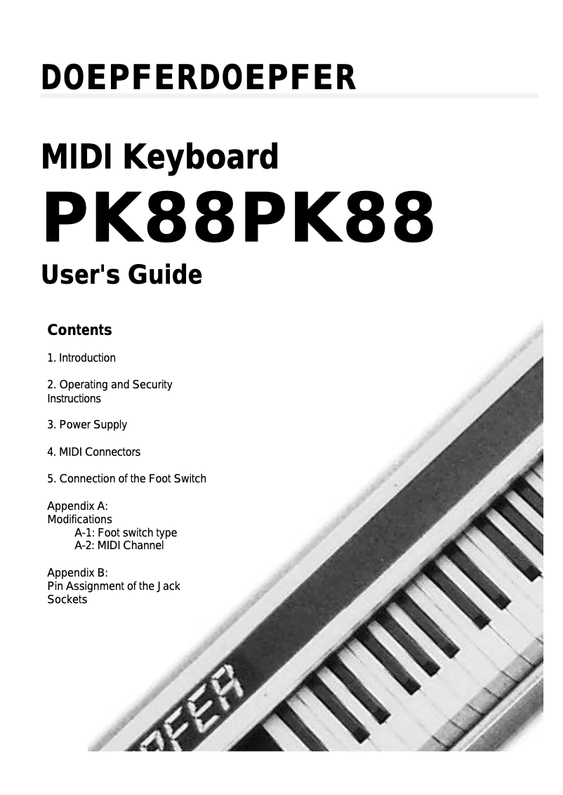 Page 1 de la notice Manuel utilisateur Doepfer PK88