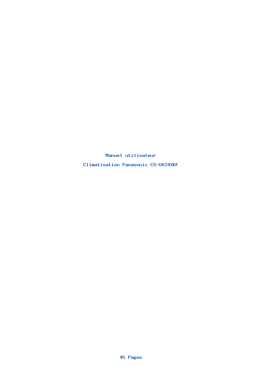 Page 1 de la notice Manuel utilisateur Panasonic CS-UV24XKF