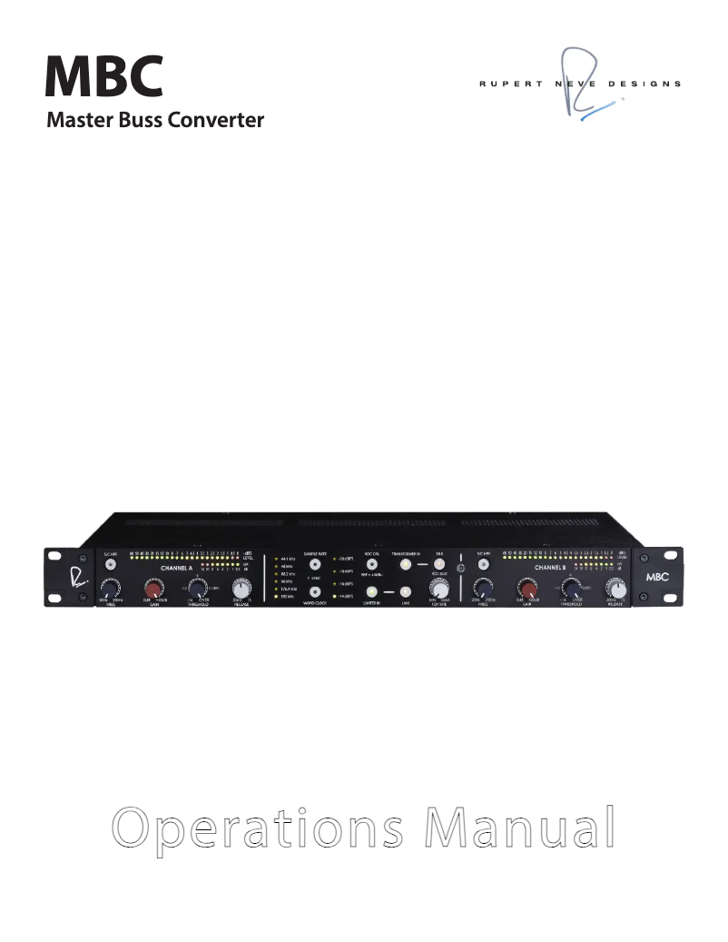 Page 1 de la notice Manuel utilisateur Rupert Neve Designs MBC