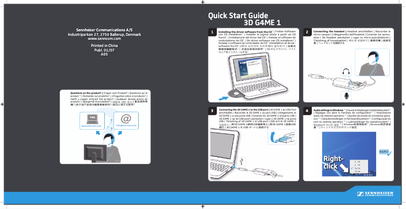 Page 1 de la notice Manuel utilisateur Sennheiser PC 363D