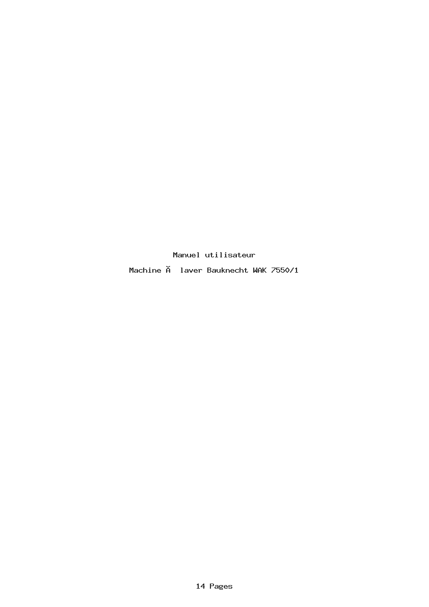 Page 1 de la notice Manuel utilisateur Bauknecht WAK 7550/1