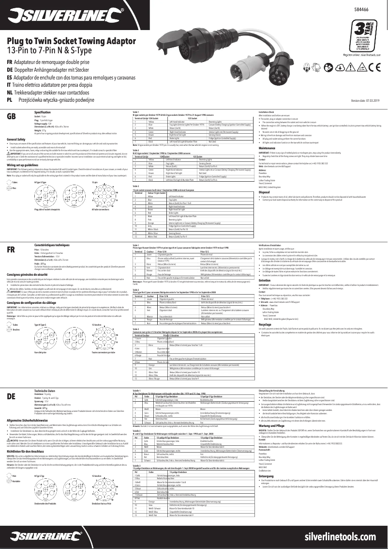 Page 1 de la notice Manuel utilisateur Silverline 584466