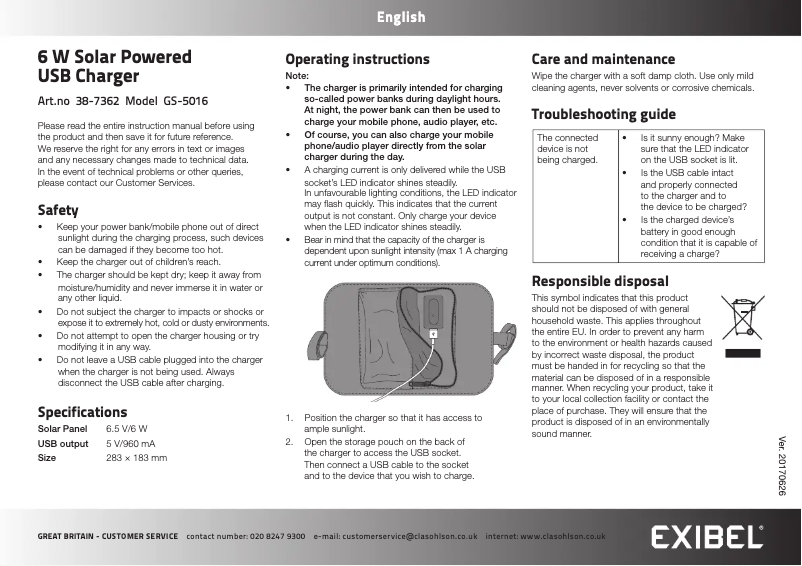Page 1 de la notice Manuel utilisateur Exibel GS-5016