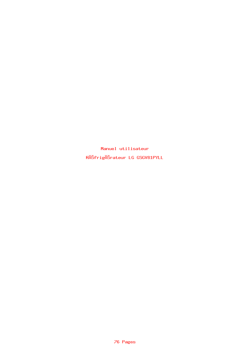 Page 1 de la notice Manuel utilisateur LG GSGV81PYLL