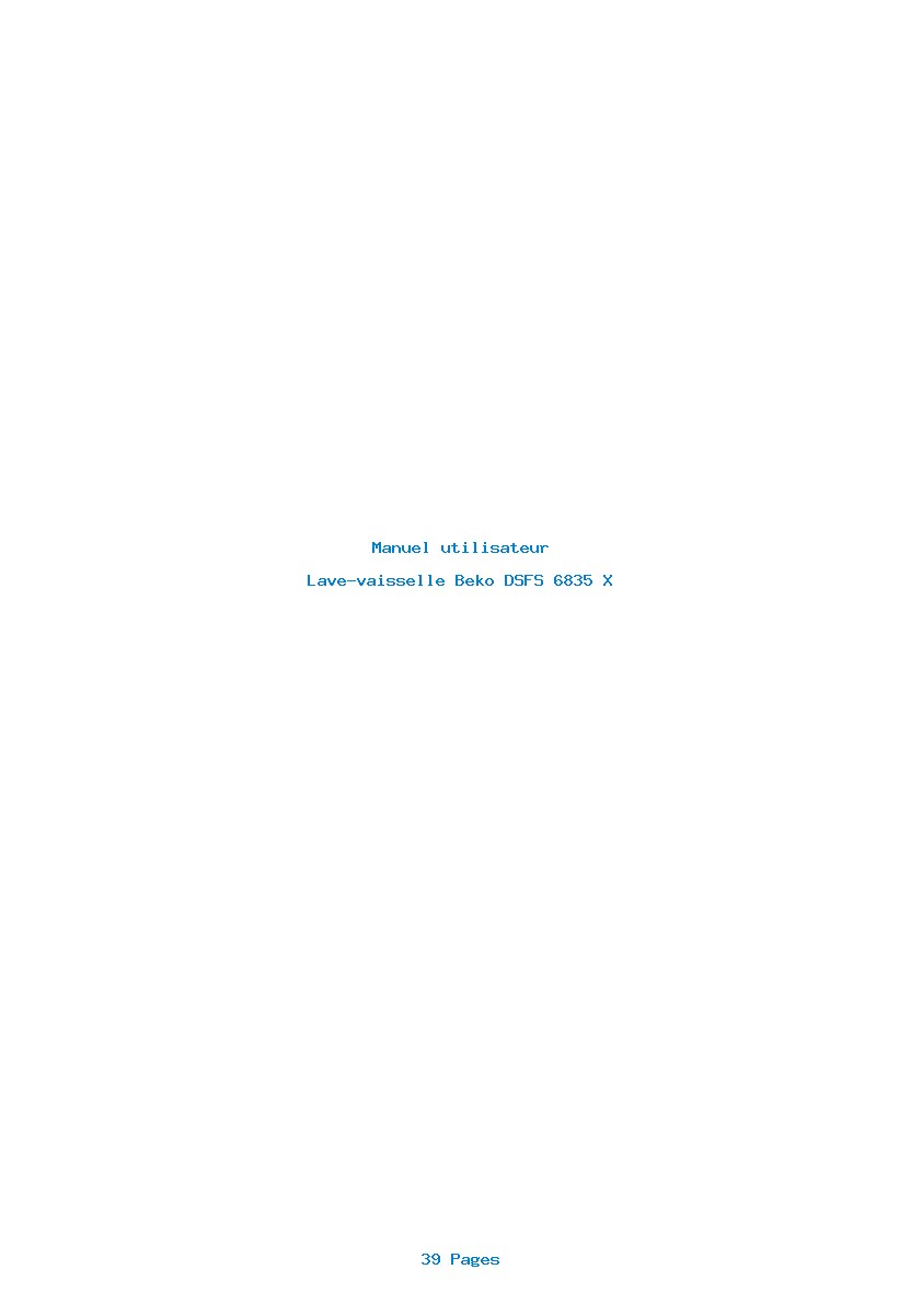 Page 1 de la notice Manuel utilisateur Beko DSFS 6835 X