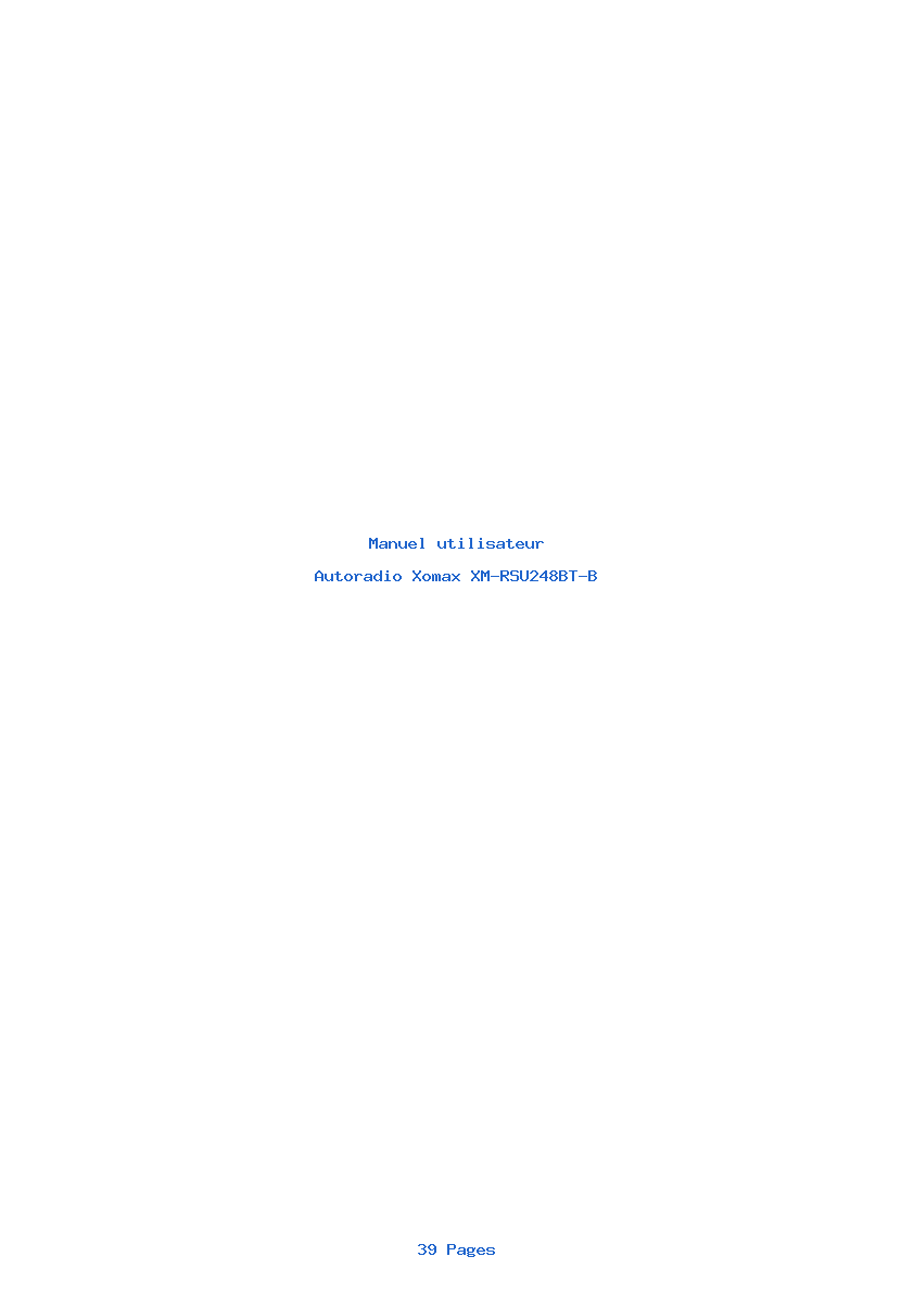 Page 1 de la notice Manuel utilisateur Xomax XM-RSU248BT-B