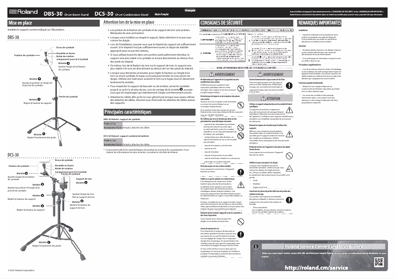 Page 1 de la notice Manuel utilisateur Roland DTS-30S