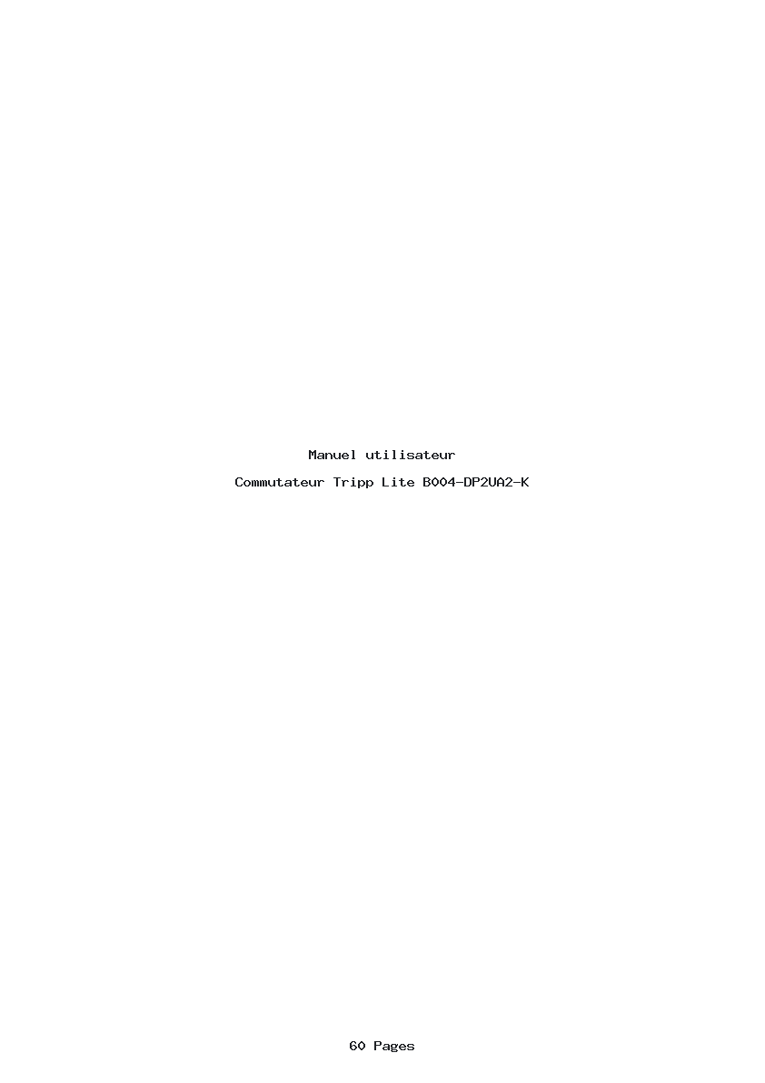 Page 1 de la notice Manuel utilisateur Tripp Lite B004-DP2UA2-K