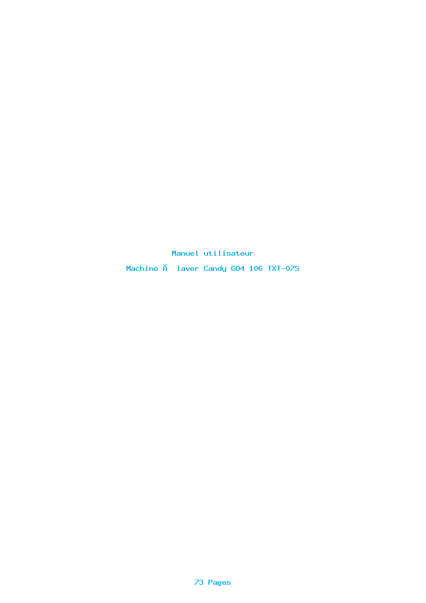 Page 1 de la notice Manuel utilisateur Candy GO4 106 TXT-07S