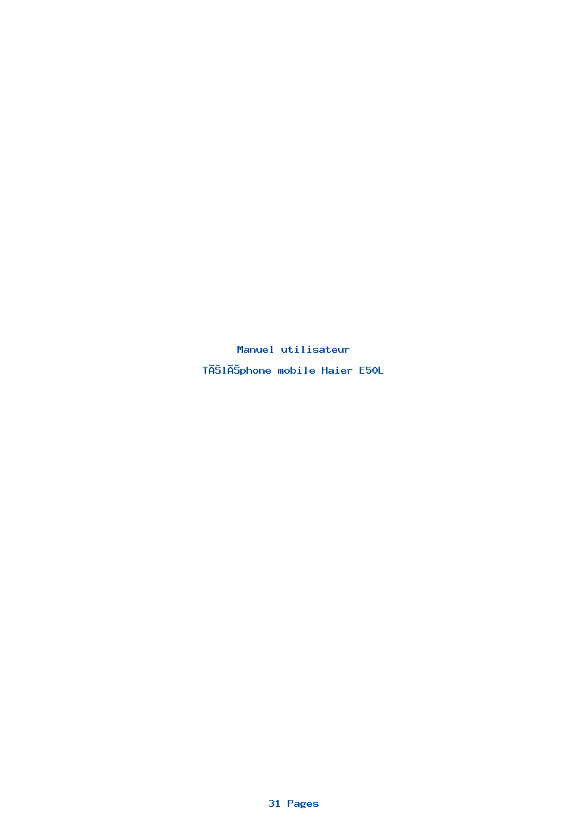 Page 1 de la notice Manuel utilisateur Haier E50L