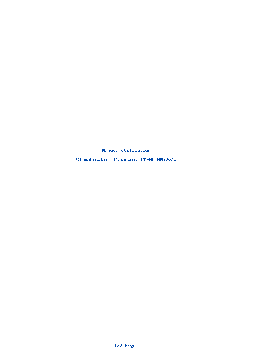 Page 1 de la notice Manuel utilisateur Panasonic PA-WDHWM300ZC