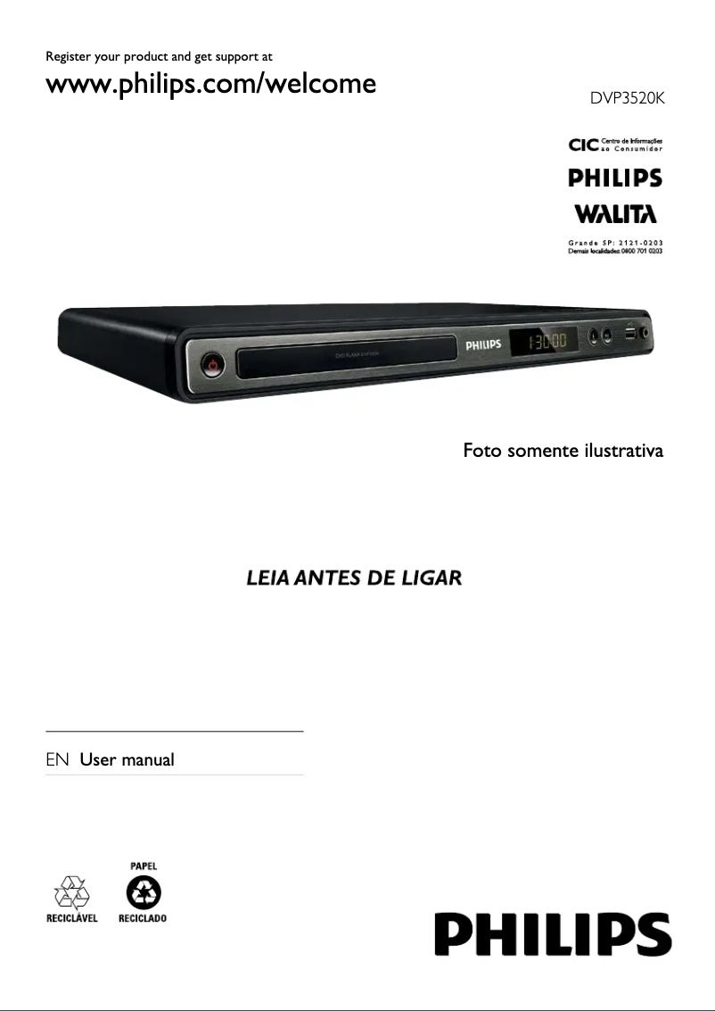 Page 1 of the manual User Manual Philips DVP3520KX