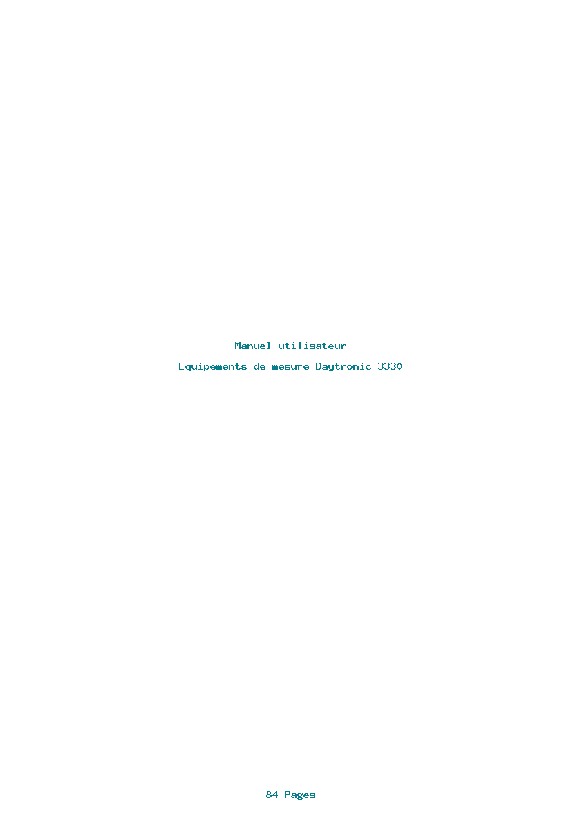 Page 1 de la notice Manuel utilisateur Daytronic 3330