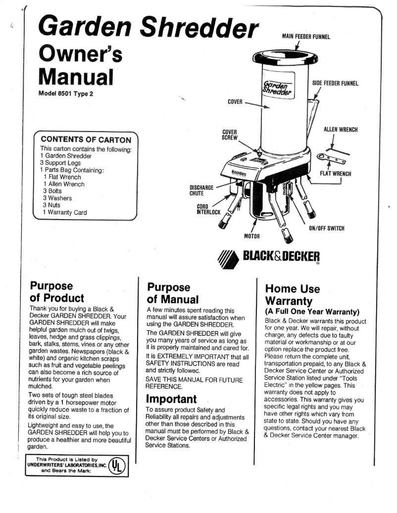 Page 1 de la notice Manuel utilisateur Black & Decker 8501