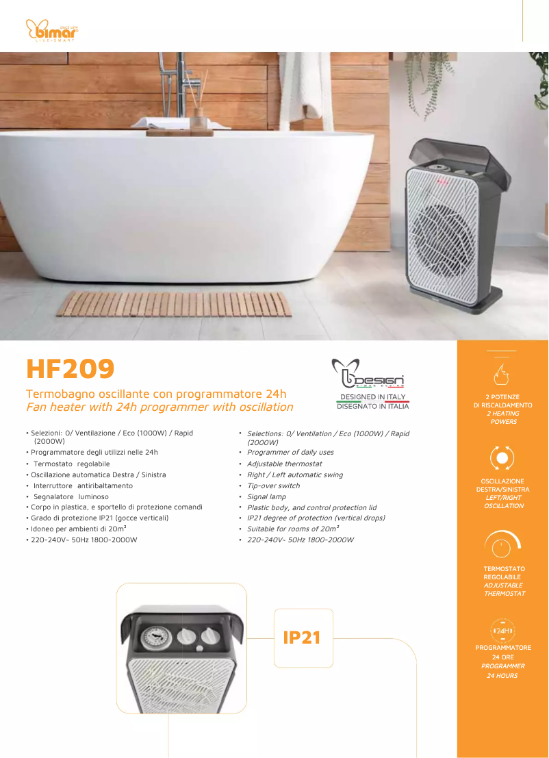 Page 1 de la notice Fiche technique Bimar HF209