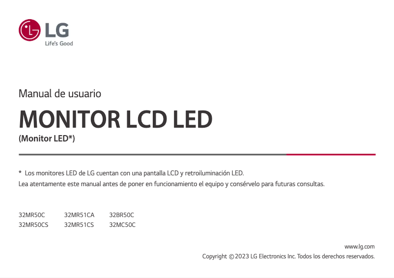 Page 1 de la notice Manuel utilisateur LG 32MR50C