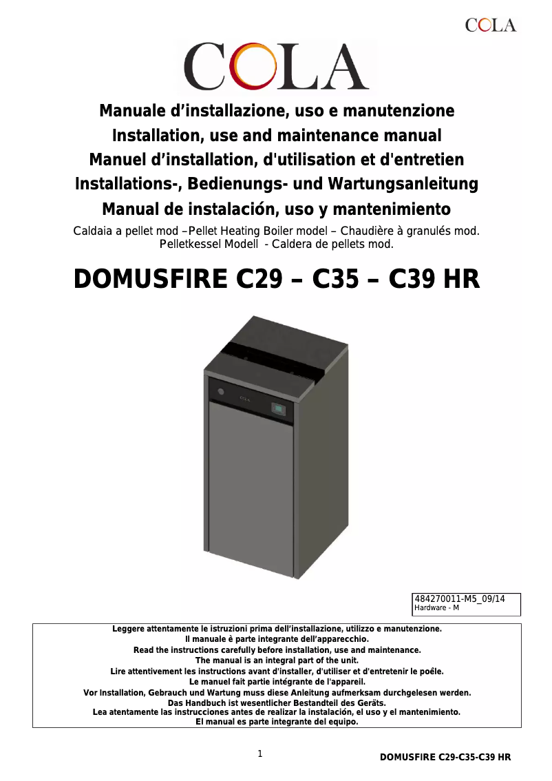 Página 1 del manual Manual de usuario Cola Domusfire HR C39