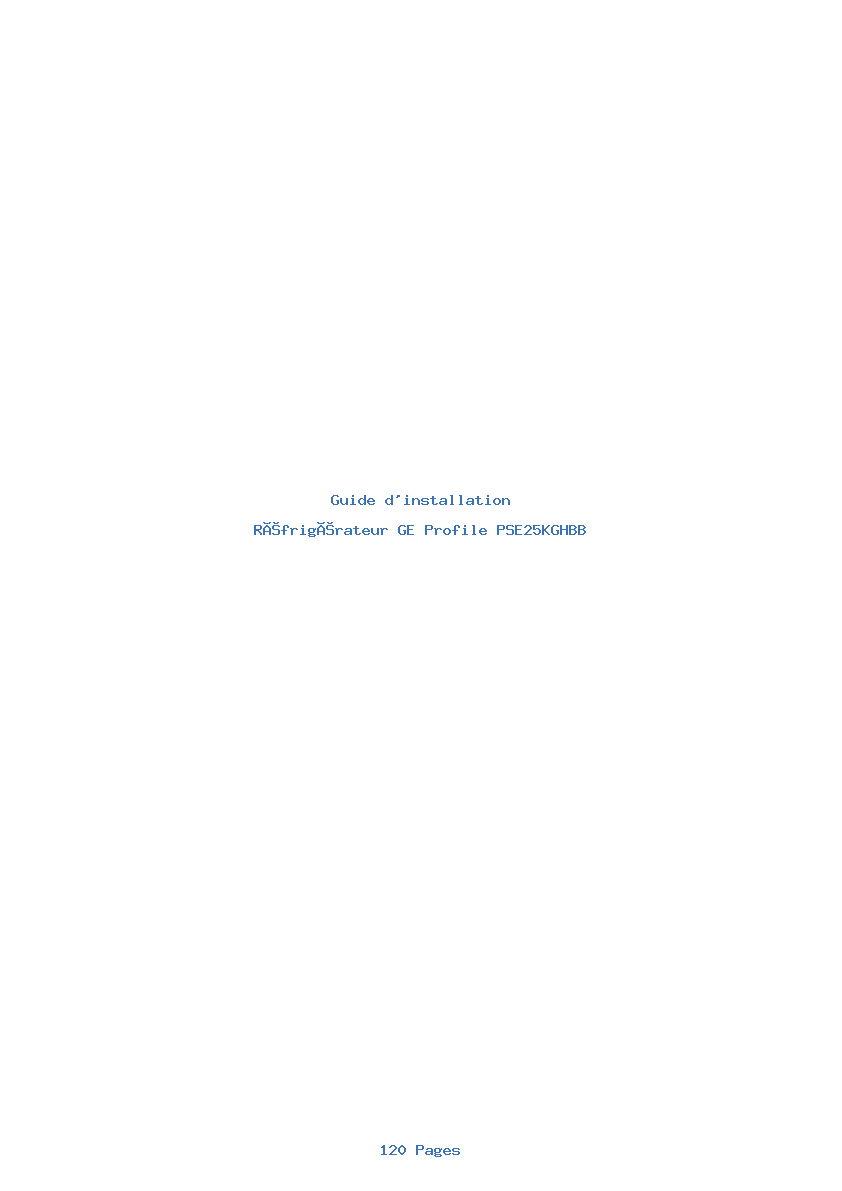 Page 1 de la notice Guide d'installation GE Profile PSE25KGHBB
